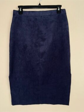 Aritzia Wilfred Free Lis Vegan Suede Pencil Skirt Navy Blue Size 6
